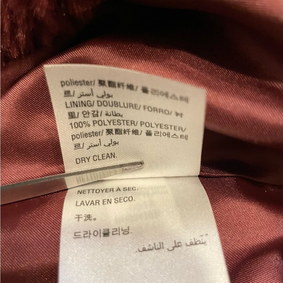 Style Co Faux-Fur Hoodie Jacket Wine Sz L/XL - Picture 6 of 6